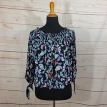 Free People Small Lexington Print Off Shoulder Top Long Sleeve Floral Si... - £27.06 GBP