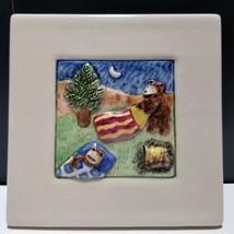 Laura Wilensky 4x4&quot; Wall Tile / Plaque 2002 Limited Edition Camping Bear... - $60.76