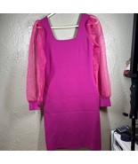 NWT HOUSE OF HARLOW 1960 Festival Fushia Dress Sheer Sleeves Size Small - $2,051.57 MXN