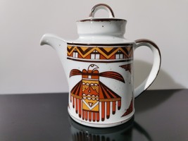 Vintage Ceramic Porcelain Teapot Pitcher with Indians Peru Mexico Painti... - £29.60 GBP