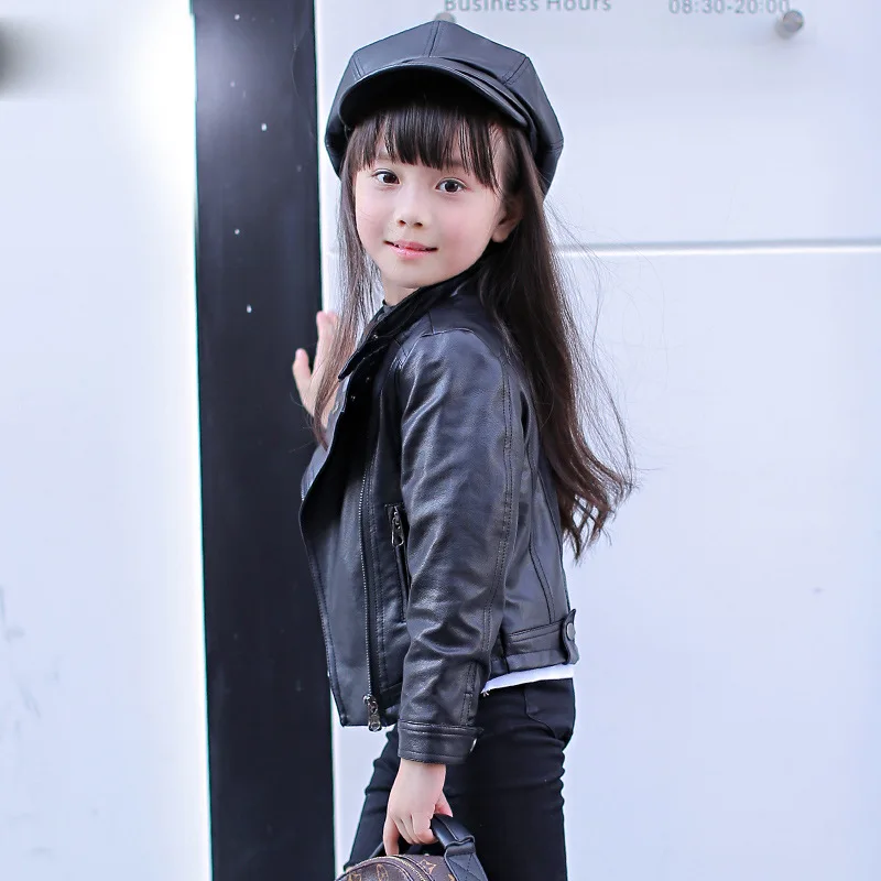 Pu Girls Teens Jackets Girl Kids Clic Collar Coats Teen Windbreaker Clothing Chi - £85.88 GBP