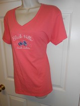 Cute Gildan size Large pink V Neck Tee Shirt Top Says: Black Hills South... - £7.87 GBP
