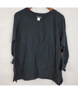 Vintage Sophie Finzi Womens Top Size S Black Silk Linen Long Sleeve Lage... - £25.76 GBP