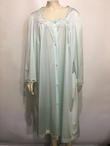 Lorraine 2X Mint Green Silky Nylon Housecoat Robe Dressing Gown Vintage NEW - $45.57