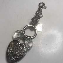 Vintage Kathy Van Zeeland Silver Tone Metal Purse Charm With Hearts - £7.45 GBP