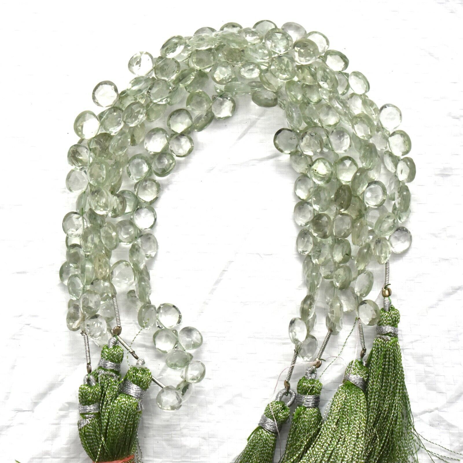 Natural Green Amethyst 7-8mm Faceted Heart Gemstone Beads 8&quot; Strand BDS-... - $96.09
