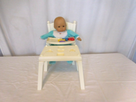 American Girl Bitty Baby Twins Doll + High Chair w&#39; Tray Activity Table 4 Shapes - £51.01 GBP