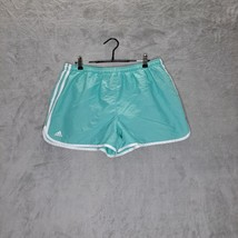 Adidas Womens Green White Striped Elastic Waist Shorts Size XL - £28.79 GBP