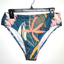 Hilinker Tropical Floral Printed Cheeky High Waisted Bikini Bottom Large... - £15.62 GBP