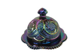 LE Smith Amethyst Carnival Pinwheel and Hobstar / Sunburst Covered Butter Dish - £46.69 GBP