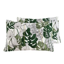 Pillowcases 100% Cotton King Size Set Of 2 Green Monstera Leaves Plants Print De - £30.29 GBP