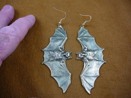 (b-bat-200) BAT flying bats brass Dangle pair EARRINGS Chiroptera - $30.84