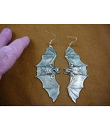 (b-bat-200) BAT flying bats brass Dangle pair EARRINGS Chiroptera - £24.19 GBP