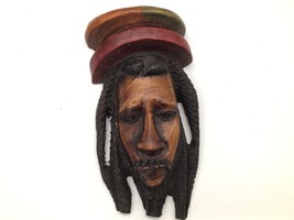 Hand Carved Wooden Wall Hanging Mask 9x5 Jamaica Tribal Style Art Decor - $34.60
