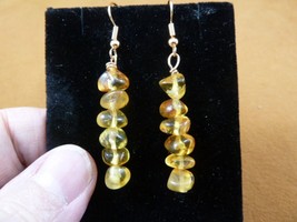 (pe12-4) golden orange yellow Baltic AMBER beaded dangle gold wire earrings - £14.10 GBP