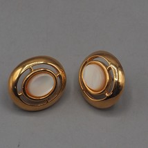 Vintage Mid Century Gold Tone &amp; Enamel Earrings 1950&#39;s 1960&#39;s - $9.89