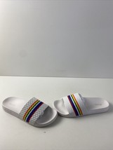 NWB Michael Kors GILMORE White Rainbow MK Embossed Slide Sandals Women’s Size 8M - £27.38 GBP
