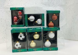 Kurt Adler 40mm Glass Sports Ball Ornaments 2pc/box, 6 Boxes~Christmas Decor - £23.00 GBP