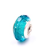 TOP 2016 Summer 925 Silver Handmade Teal Shimmer Faceted Murano Glass Ch... - $18.52 CAD