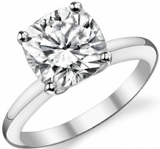 1.80CT Forever One Cushion Cut Moissanite 4-Prong Solitaire Ring 14K White Gold - £782.65 GBP