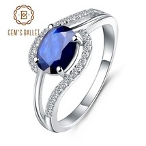 GEM&#39;S BALLET 1.66Ct Oval Natural   Blue Sapphire Gemstone Ring 925 Sterling Silv - £25.89 GBP