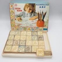 Lillian Vernon Stamp Set ABC Illustrated Italy Milano Rubber Wood Alphabet - $79.28
