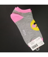 Smiley Face EMOJI Socks Yellow Gray Pink No Show (1) Pair NWT Ladies Sho... - £3.74 GBP