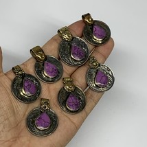 64g, 7pcs, Turkmen Coins Jeweled Synthetic Pink Tribal @Afghanistan, B14551 - £5.75 GBP