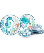 Coastal Vibes: 12-Piece Melamine Beach Dinnerware Set for 4 - £64.08 GBP