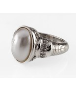 Judith Ripka Sterling Silver Mother-of-Pearl and Diamonique Ring Size 6 - $2,815.35 MXN
