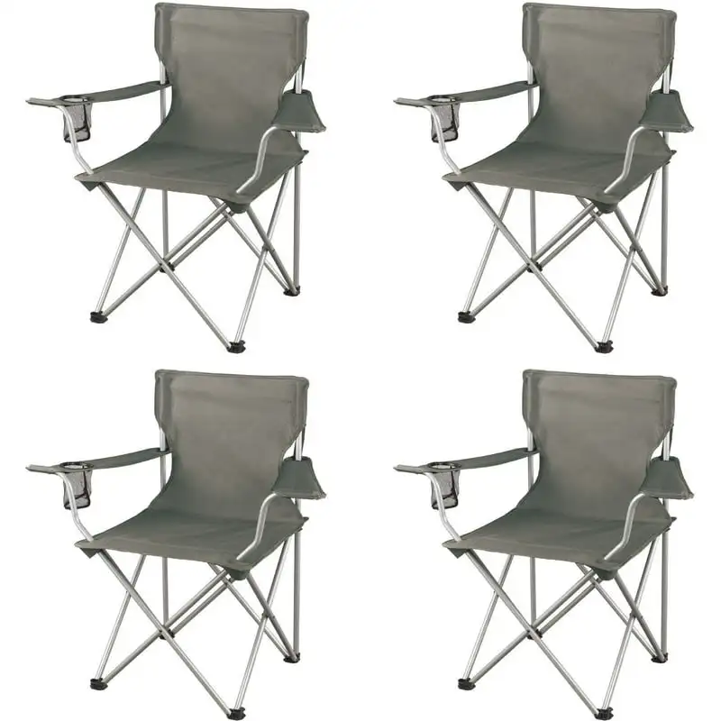 Folding Camp Chairs, with Mesh Cup Holder,Set of 4, 32.10 x 19.10 x 32.10 Inches - £47.52 GBP