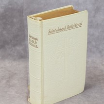 Catholic St Joseph Daily Missal 1959 English &amp; Latin White Leather Illustrated - £35.24 GBP