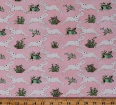 Cotton Bunnies Bunny Rabbits Flowers Spring Fabric Print by the Yard D685.59 - £8.61 GBP