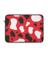 12-15&#39;&#39; Red Black &amp; White Cow Print Laptop Sleeve-Chromebook-MacBook Pro - £25.47 GBP