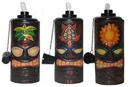 SET OF 3 PALM SUN TURTLE WORLDBAZZAR TIKI FACE TORCH TABLE TOP HANDMADE ... - £51.12 GBP