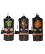 SET OF 3 PALM SUN TURTLE WORLDBAZZAR TIKI FACE TORCH TABLE TOP HANDMADE ... - $65.28