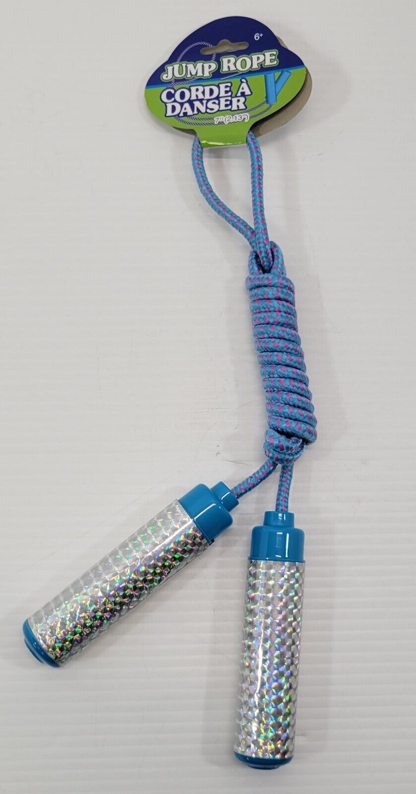 I) Blue 7ft Children&#39;s Jump Rope Plastic Hologram Handles - $5.93
