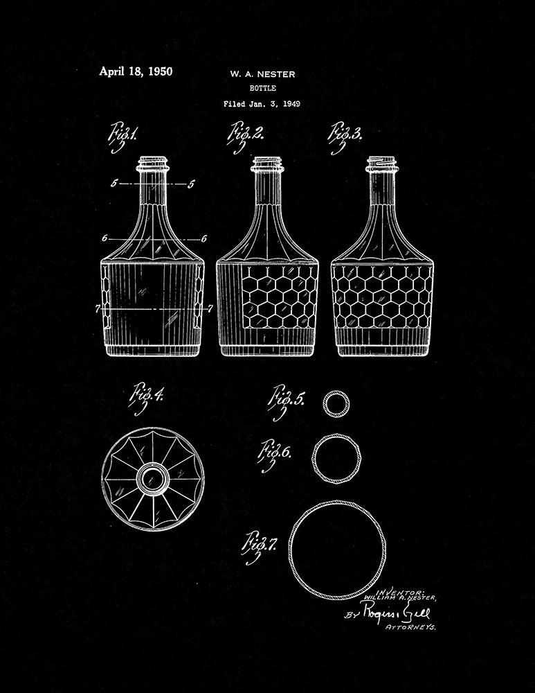 Primary image for Bottle Patent Print - Black Matte