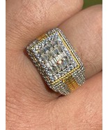 14k Gold Vermeil Real 925 Silver Ring Iced Baguette Diamond Hip Hop Pendant - $239.64 CAD