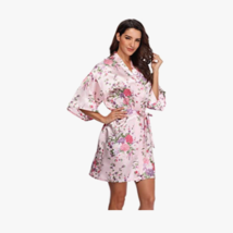 Women&#39;s Floral Bride Bridesmaids Robe Satin Wedding Kimono Bridal Dressing Gown - £8.77 GBP