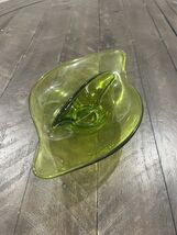 Viking Avocado Green Glass Divided Relish Serving Dish Bowl Nuts Candy - $25.24