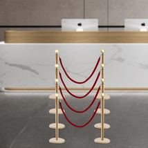 8Crowd Control Stanchion Posts Set With Red Velvet Rope Queue Barrier Top - $234.99