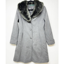 Lauren Ralph Lauren Womens Wool Blend Faux-Fur Collar Shawl Coat 10 - $87.12