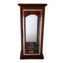 Wooden Cabinet Jewelry Box Armoire Vault Display Glass Door Revolving Wood  - £39.41 GBP