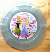 Disney Store Elsa Anna Blue Plate Meal Time Magic Glitter and Anna Frozen Figure - $13.10