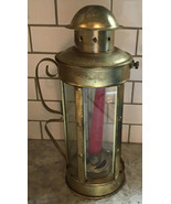 Vintage Candle Lantern Brass Glass Sides With Handle Made In Hong Kong - $1,585.99 MXN