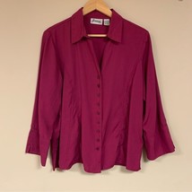 Button Down Shirt Women’s Large Cranberry Red Burgundy Top Collared Work... - $18.81