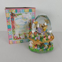 Easter Bunny Water Egg Shaped Snow Globe Musical Playing Peter Cottontail Box - £13.88 GBP