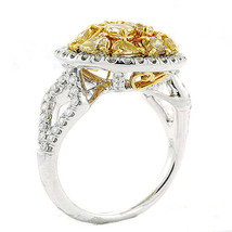 2.07ct Natural Fancy Intense Yellow Diamonds Engagement Ring 18K Solid Gold 9G - £3,935.36 GBP