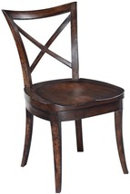 Cafe Side Chair Dining Carved Wood Saddle Seat, Curved X-Back, Dark Rustic Pecan - £512.76 GBP